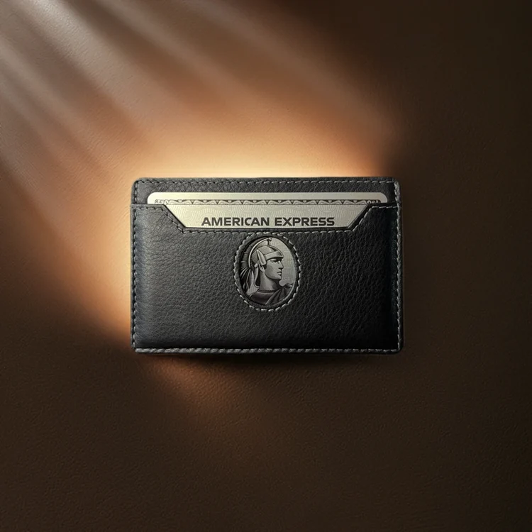 Black leather cardholder wallet